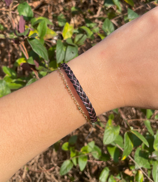 bracelet en crin de cheval et chaine 