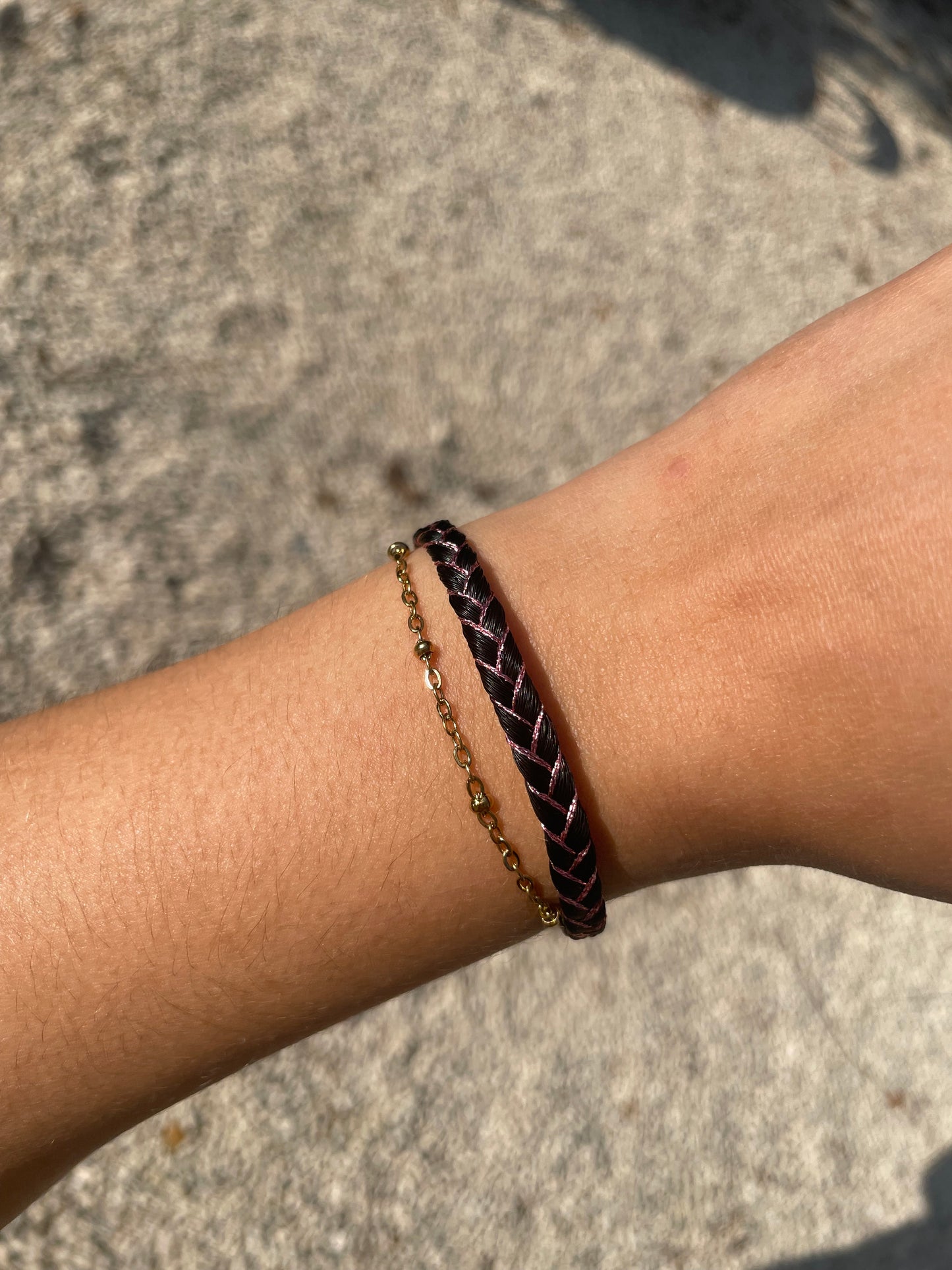 bracelet en crin de cheval et chaine