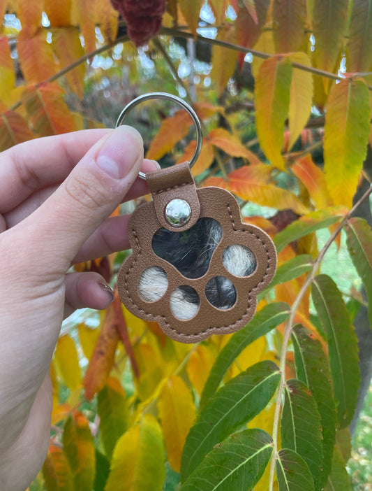 porte clé empreinte, poil animaux marron