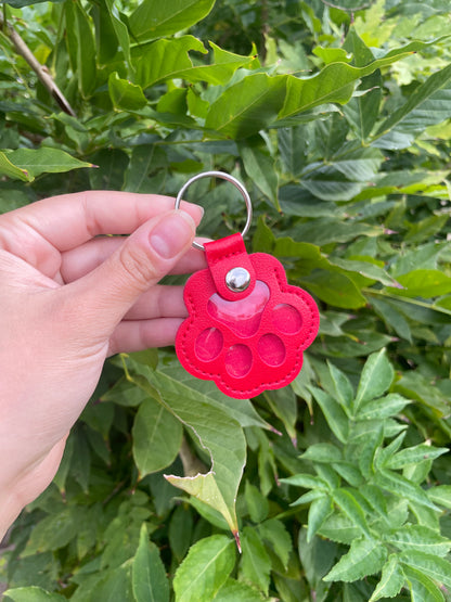 porte clé empreinte, souvenir, poil animaux rouge